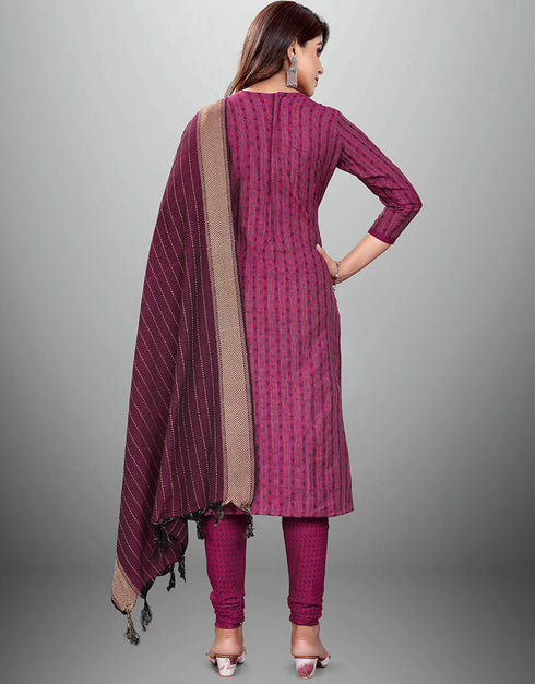 Traditional Party Wear Heavy Salwar Suit Purple Cotton Pant Straight Close-up View